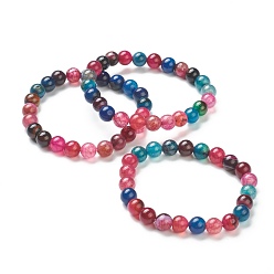 Natural Agate Natural Agate Beaded Stretch Bracelets, Round, Beads: 8~8.5mm, Inner Diameter: 2-1/8 inch(5.5cm)
