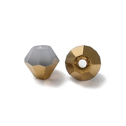 Light Grey Electroplate Glass Beads, Half Golden Plated, Faceted, Bicone, Light Grey, 4.5x4mm, Hole: 1mm, 500Pcs/bag