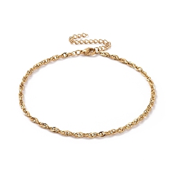 Oro Chapado al vacío 304 pulsera de cadena de cuerda de acero inoxidable para hombres y mujeres, dorado, 9-1/8~9-1/4 pulgada (23.3~23.6 cm)