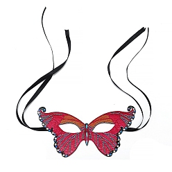 Papillon Kits de peinture de diamant de masque de mascarade de bricolage, y compris masque en plastique, strass en résine et cordon en polyester, outils, le modèle de papillon, 130x240mm