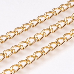 Light Gold Aluminio retorcido cadenas, cadenas del encintado, sin soldar, la luz de oro, 5.5~6x3.5x1 mm