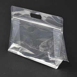 Прозрачный Прозрачная пластиковая сумка с замком на молнии, пластиковый стоячий мешочек, закрывающиеся сумки, с ручкой, прозрачные, 17x24x0.05 см