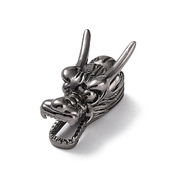 Bronze Perle en laiton de placage de rack, sans cadmium et sans plomb, plaqué longue durée, Perles avec un grand trou   , tête de dragon, gris anthracite, 27x17x13mm, Trou: 5mm