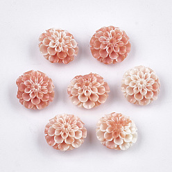 Corail Perles de corail synthétiques, teint, fleur de lotus, corail, 15x16x9.5mm, Trou: 1.4mm