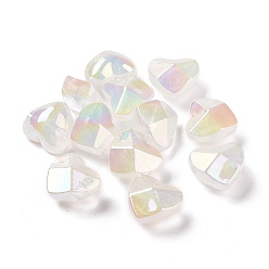 Blanc Placage uv perles acryliques transparentes lumineuses, brillent dans le noir, facette, cœur, blanc, 19.5x20.5x13.7mm, Trou: 3.7mm