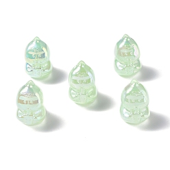 Vert Clair Placage uv perles acryliques irisées arc-en-ciel, dinosaure, vert clair, 22x15x20.5mm, Trou: 3.5mm