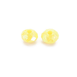 Jaune Perles acryliques opaques, de couleur plaquée ab , facettes rondelle, jaune, 6mm, Trou: 1.5mm, environ6200 pcs / 500 g.