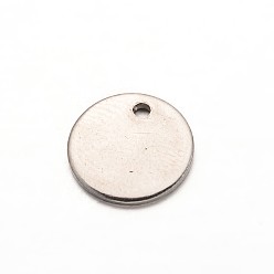 Stainless Steel Color 304 Stainless Steel Charms, Blank Stamping Tag, Flat Round, Stainless Steel Color, 10x1mm, Hole: 1mm