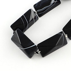 Agate Noire Rectangle noir naturelles perles en agate brins, teint, 40x20~21x20mm, Trou: 3mm, Environ 9 pcs/chapelet, 15.5 pouce