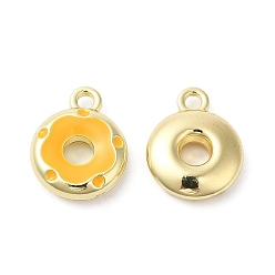 Gold Alloy Enamel Charms, Donut Charm, Gold, 12.5x10x3mm, Hole: 1.5mm