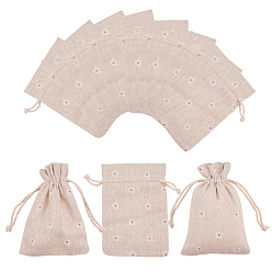 Trigo Bolsas de embalaje de poliéster (algodón poliéster) Bolsas con cordón, con flor impresa, trigo, 14x10 cm