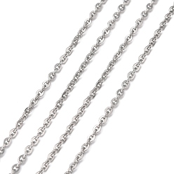 Stainless Steel Color 304 Stainless Steel Men's Necklace Chains, Soldered, Stainless Steel Color, Flat Oval, 3x2.5mm