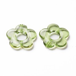 Lime Green Transparent Acrylic Bead Frames, Flower, Lime Green, 19x20x3.5mm, Hole: 1.6mm, Inner Diameter: 6.5mm, about 632pcs/500g