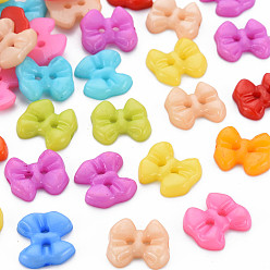 Mixed Color 2-Hole Plastic Buttons, Bowknot, Mixed Color, 13x15x3mm, Hole: 2mm