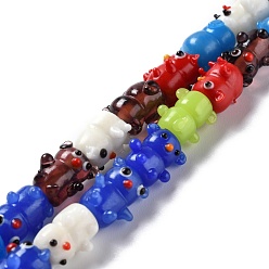 Mixed Color Handmade Lampwork Beads, Bumpy, Bear, Mixed Color, 14~17x10~14x11~13mm, Hole: 1.6~2mm, about 25pcs/strand, 14.57 inch(37cm)