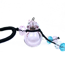 Lavender Lampwork Perfume Bottle Pendant Necklace with Polyester Chains and Plastic Dropper, Lavender, 11.42~14.96 inch(29~38cm)