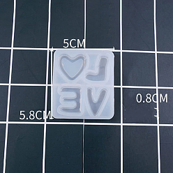 White Silicone Molds, Resin Casting Molds, For UV Resin, Epoxy Resin Jewelry Making, Love, White, 58x50x8mm