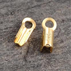 Golden Real 18K Gold Plated 925 Sterling Silver Cord Tips, 7x3x1.5mm, Hole: 1.5mm