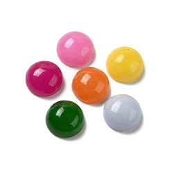 Mixed Color Natural White Jade Cabochons, Dyed, Half Round/Dome, Colorful, 10x4.5mm