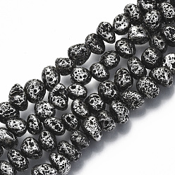 Antique Silver Plated Electroplated Natural Lava Rock Beads Strands, Nuggets, Antique Silver Plated, 6~10x6~10x5~8mm, Hole: 1mm, about 52~54pcs/strand, 14.17 inch~14.96 inch(36~38cm)