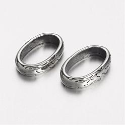 Antique Silver 304 Stainless Steel Slide Charms, Oval, Antique Silver, 15x9.5x3mm, Hole: 7x12.5mm