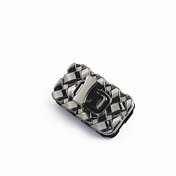 Черный Цвет Металла Сумка из сплава с тканой текстурой прямоугольной формы, аксессуары с поворотным замком, повернуть замок, аксессуары для кошелька diy bag, металлический черный , 2x3.5 см
