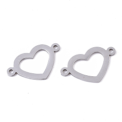 Stainless Steel Color 201 Stainless Steel Links connectors, Laser Cut, Heart, Stainless Steel Color, 12x20x1mm, Hole: 1.4mm