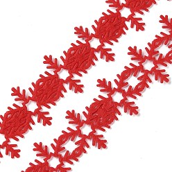 Red Christmas Snowflake Felt Lace Trim, Polyester Snowflake Trim Embellishment, for Christmas Party Decoration, Red, 1 inch(24mm), about 10.94 Yards(10m)/Roll