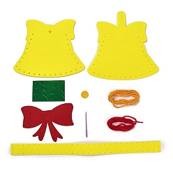 Christmas Bell Наборы рождественских сумок из нетканого материала своими руками, включая ткань, игла, шнур, Рождественский колокольчик