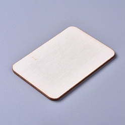 Floral White Unfinished Blank Poplar Wood Cabochons, Rectangle, Floral White, 69x49x2.5mm