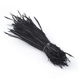 Noir Accessoires de costumes de plumes d'oie, teint, noir, 80~250x3~5 mm, sur 200 pcs / paquet