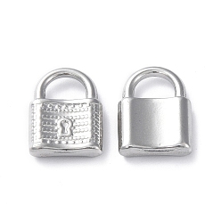 Stainless Steel Color 304 Stainless Steel Pendants, Padlock Charm, Stainless Steel Color, 18x13x3mm, Hole: 5x7mm