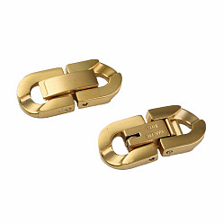 Golden 304 Stainless Steel Fold Over Clasps, Oval, Golden, 19x9x3mm, Hole: 2x3.5mm