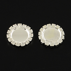 Кристалл Серебристый цвет латуни горный хрусталь лоток настройки кабошон, плоско-круглые, кристалл, лоток : 10 мм, 16x2.5 мм