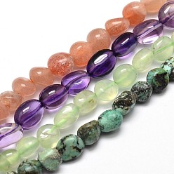 Mixed Stone Mixed Gemstone Nuggets Beads Strands, Tumbled Stone, Mixed Color, 5~10x6~7x3~7mm, Hole: 1mm, about 14.9 inch~15.7 inch