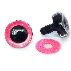Deep Pink Glitter ABS Plastic Craft Doll Eyes, Safety Eyes, Stuffed Toy Eyes, Half Round, Deep Pink, 12mm