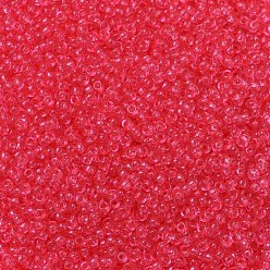 (RR1308) Gomme Bulle Transparente Teintée Rose Perles rocailles miyuki rondes, perles de rocaille japonais, (rr 1308) gomme à bulles transparente teinte rose, 11/0, 2x1.3mm, trou: 0.8 mm, sur 1100 pcs / bouteille, 10 g / bouteille