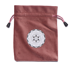 Star of David Tarot Card Storage Bag, Velvet Tarot Drawstring Bags, for Witchcraft Wiccan Altar Supplies, Rectangle, Star of David Pattern, 180x140mm