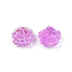 Violet Transparent ABS Plastic Beads, Half Drilled, Flower, Violet, 15x16x6.5mm, Hole: 1.2mm
