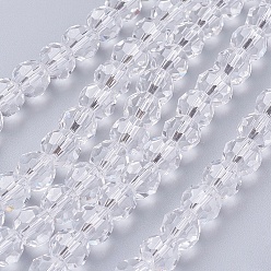 Clear Glass Beads Strands, Faceted(32 Facets), Round, Clear, 4mm, Hole: 1mm, about 98pcs/strand, 13.7 inch