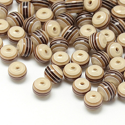 Bronze Perles de résine à rayures transparentes, ronde, tan, 6mm, Trou: 1mm