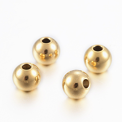 Golden Ion Plating(IP) 304 Stainless Steel Beads, Round, Golden, 5x4.5mm, Hole: 1.5mm