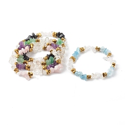 Mixed Stone Natural Mixed Gemstone Chip Bead Stretch Bracelets, Inner Diameter: 2-1/4 inch(5.8cm)