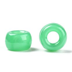 Medium Spring Green Plastic Pearlized Beads, Barrel, Medium Spring Green, 9x6mm, Hole: 3.8mm, about 1900pcs/500g