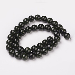 Green Goldstone Synthetic Green Goldstone Beads Strands, Round, 6mm, Hole: 1mm, about 63pcs/strand, 14.5~15 inch