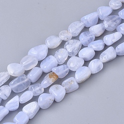 Blue Lace Agate Natural Blue Lace Agate Beads Strands, Nuggets, Tumbled Stone, 5~11x5~8x3~6mm, Hole: 0.8mm, about: 52~56pcs/Strand, 15.94 inch(40.5cm)