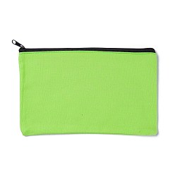 Light Green Rectangle Canvas Jewelry Storage Bag, with Black Zipper, Cosmetic Bag, Multipurpose Travel Toiletry Pouch, Light Green, 20x13x0.3cm