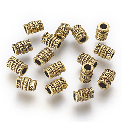 Or Antique Perles en alliage de style tibétain, sans cadmium et sans nickel et sans plomb, colonne, Or antique, 7x5mm, Trou: 2.7mm