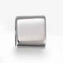 Color de Acero Inoxidable 304 de acero inoxidable vínculos multifilares, para hacer pulseras de cordon de cuero, trapezoide, color acero inoxidable, 10.5x9x5.5 mm, agujero: 4 mm