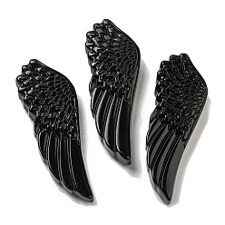 Obsidian Natural Obsidian Pendants, Carved Wing Charms, 56~59x19~22x7~10.5mm, Hole: 1.3mm